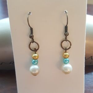 💛Vintage Gold Pearl Earrings💙